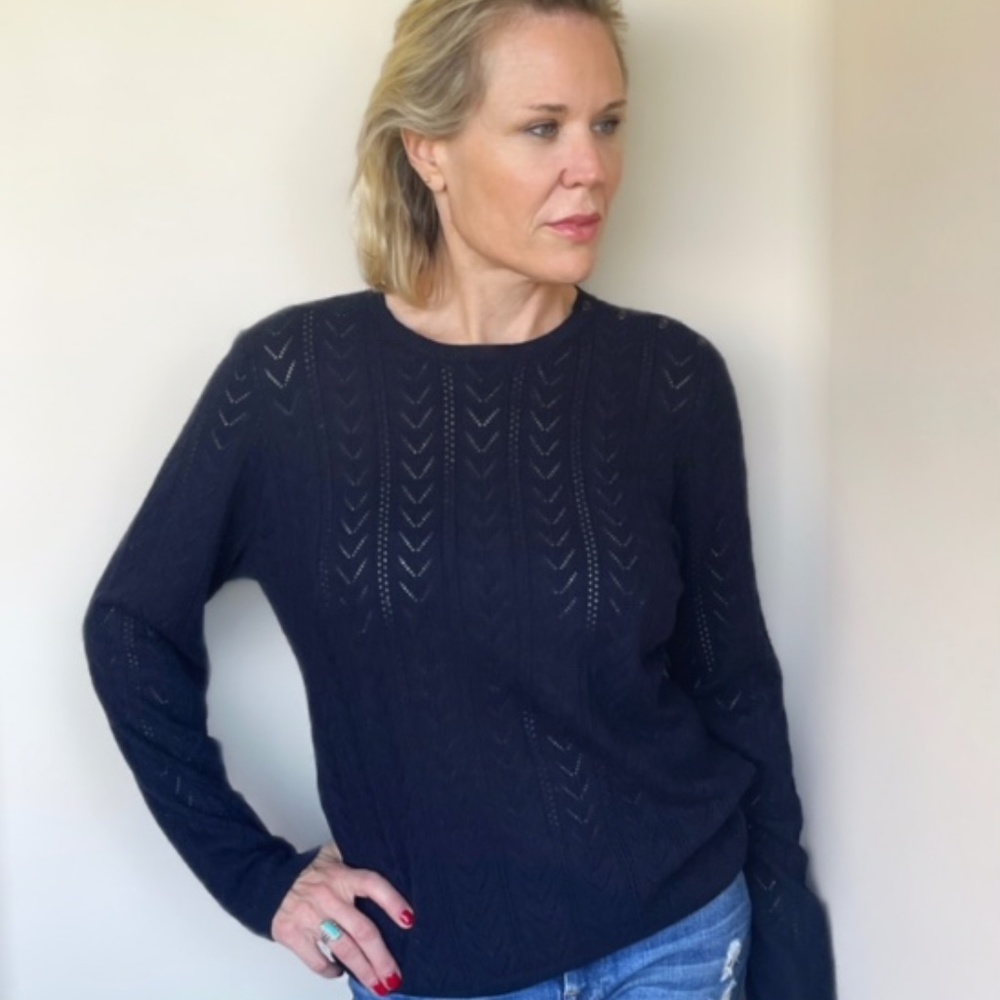 Ralph Lauren Silk and Cashmere Navy Blue Sweater
